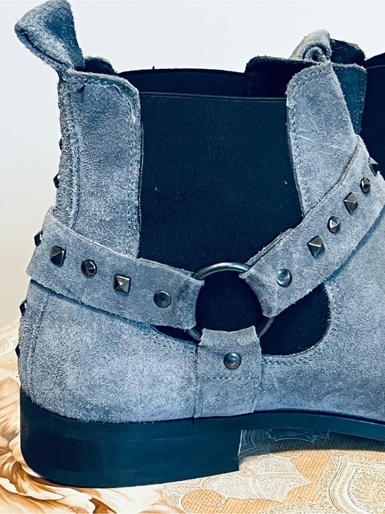  Gray Suede Studded Chelsea Boots main image 13